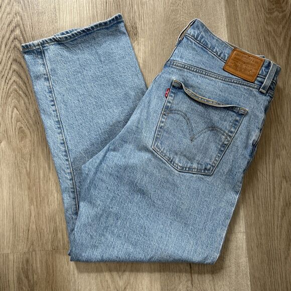 Levi’s Premium Ribcage Straight Leg Jeans Womens 32x27 Big E Button Fly Blue - Picture 1 of 12